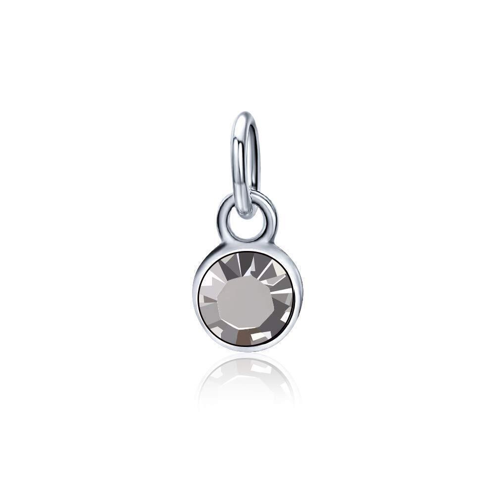 2903 April Birthstone Charms for Bracelet Necklace Jewelry Making Silver